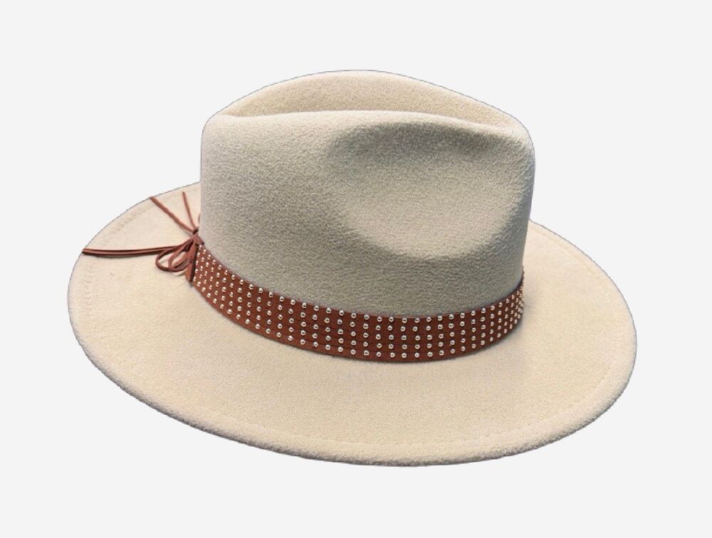 Tan Fall Molded Hat Fsux Leather Band Womens OS